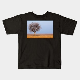 Single tree in plow land Kids T-Shirt